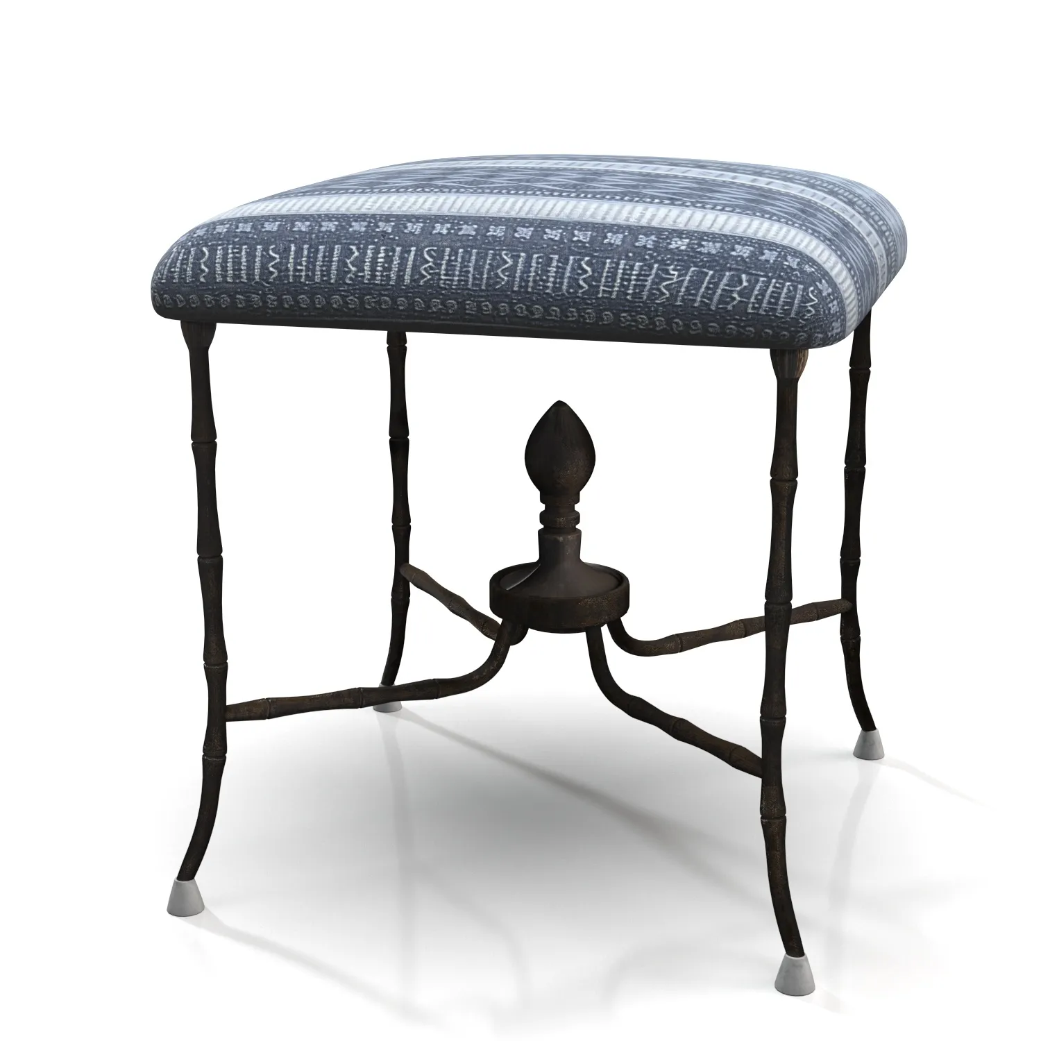 Antique Metal Stool With Seat Covered PBR 3D Model_03